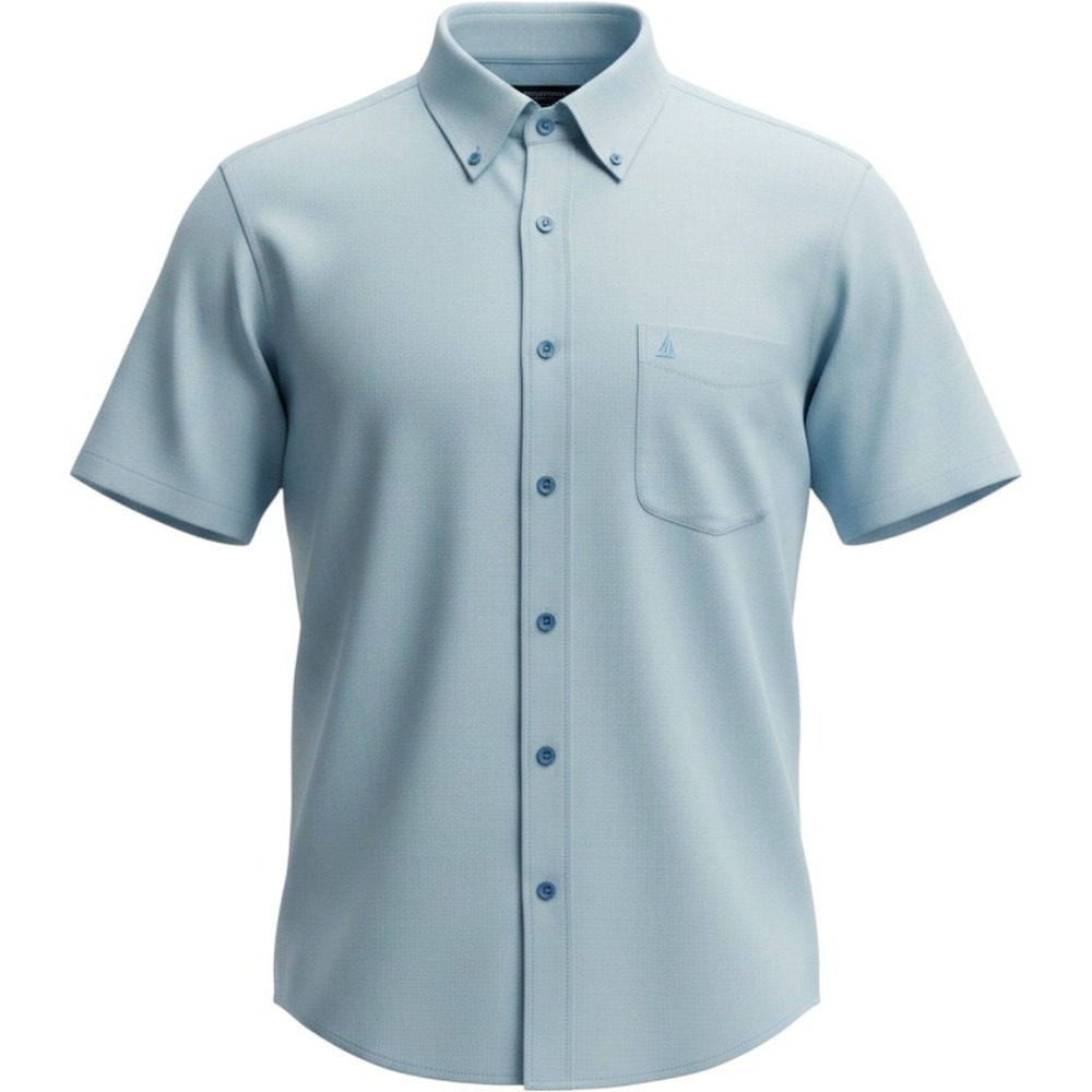 Nordstrom men's shop blue cotton short sleeve button up shirt Size M